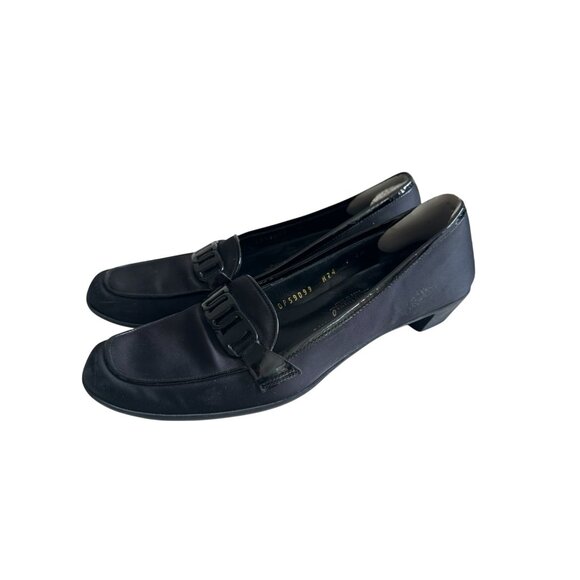 SALVATORE FERRAGAMO Black Fabric Logo Loafers Size 7 - Picture 4 of 14